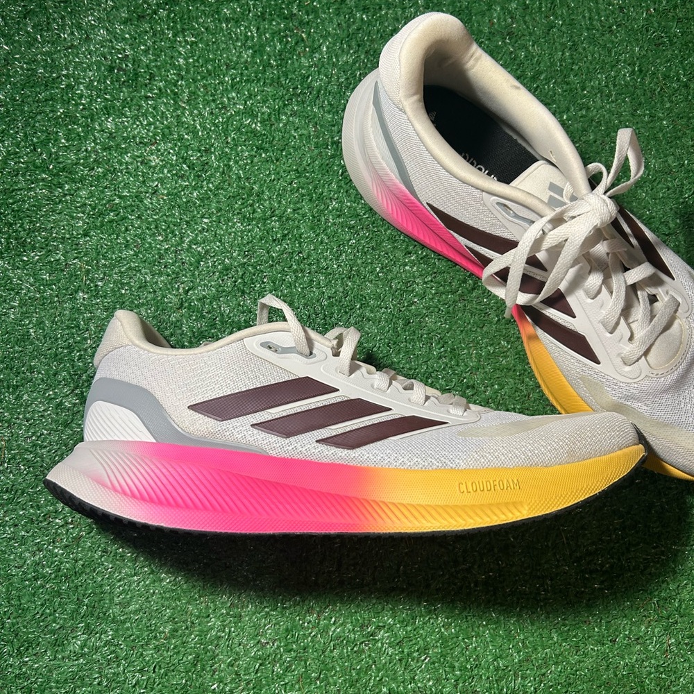 Adidas Women's White, Pink, and Yellow Athletic Shoes - New